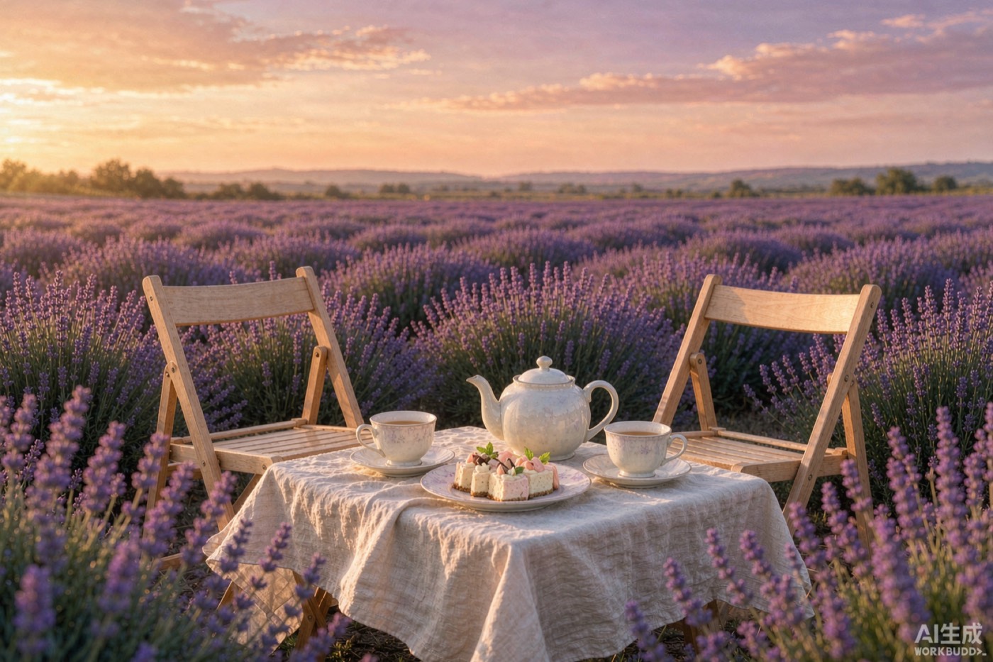 Afternoon tea in a lavender field