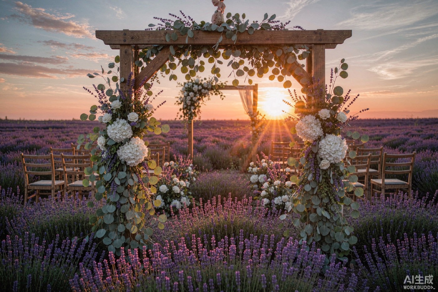 Wedding arch in a lavender field